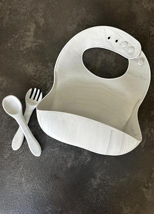 Дитячий посуд силіконовий, дитячий слюнявчик