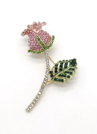 Ефектна брошка троянда з камінцями
