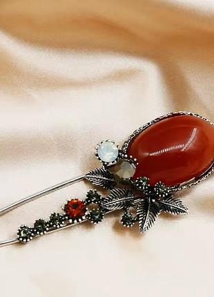 Брошь булавка с камушками