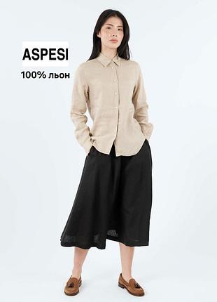Льняная рубашка на пуговицах с воротником лен aspesi