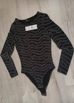 Новая кофта боди свитер с люрексом с длинными рукавами лонгслив с тигриным принтом