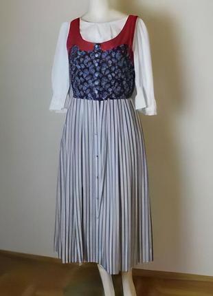 Платье-сарафан l баварский винтажный на пуговицах дирндль октоберфест хлопок