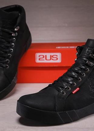 Шкіряні кросівки зимові черевики на хутрі levis oregon10 фото