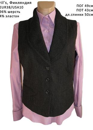 Шерстяной жилет с шалевым воротником р.м