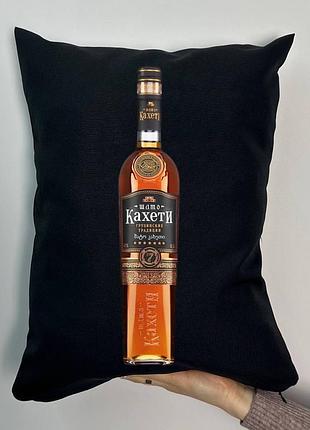 Подушка с принтом габардиновая кафети, черная 35х45 (733)