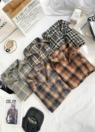 Теплая рубашка в клетку в цветах