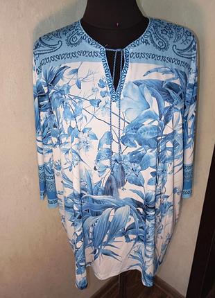 Туника блузон  тропический принт р 62 - 66