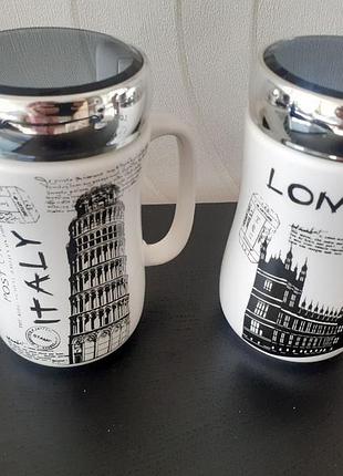 Оригинальные керамические чашки с крышками