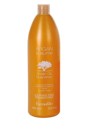 Бессульфатный шампунь с аргановым маслом farmavita argan sublime shampoo 1000 мл
