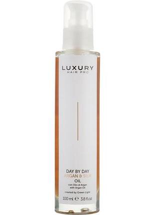 Олія для волосся "арганія і шовк" luxury hair pro day by day argan & silk oil green light 100ml