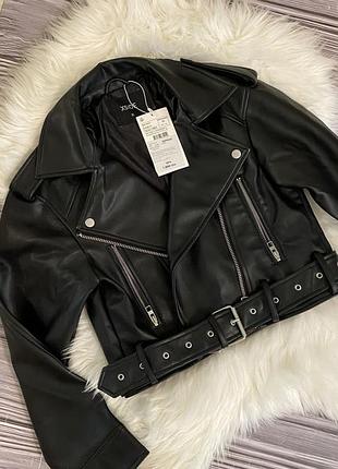 Замість 1900 - 1700 грн кожанка косуха кроп чорна нова з етикеткою