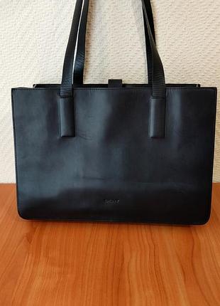Dkny черная кожаная женская сумка тоут