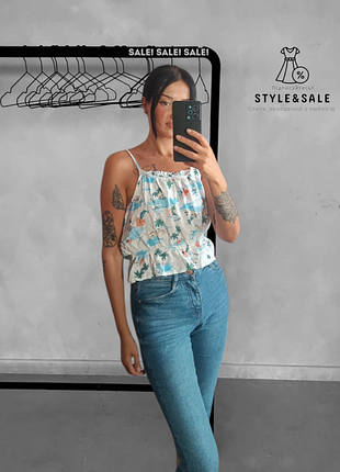 Стильный легкий топ на бретельках завязках вискозный л/40/48