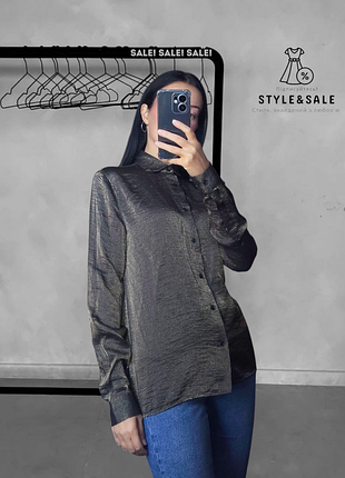 Стильная блестящая рубашка с мужского плеча topman