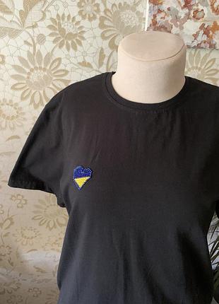 Футболка якісна one size oversize сердце прапор патріотична