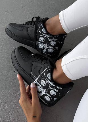 Трендові кросівки унісекс air force 1 low comme des garcons black (очі)