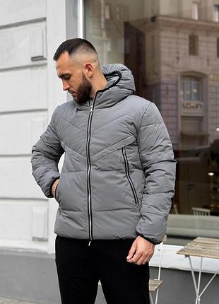Куртка осіння зимова демісезонна еврозима чоловіча з капюшоном водонепроникна якісна повсякденна вітрозахисна тепла легка зручна спортивна стьобана