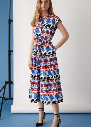 Бавовняна сукня міді emme marella max mara з принтом 100% бавовна
