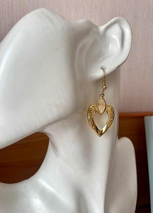 Вінтажні сережки сердечка золотисті американський вінтаж