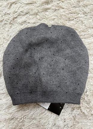 Шапка зі стразиками темно-сіра нова 💯 віскоза