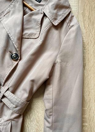 Тренч бежевий класичний плащ плащик короткий двобортний з поясом