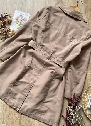 Тренч бежевий класичний плащ плащик короткий двобортний з поясом