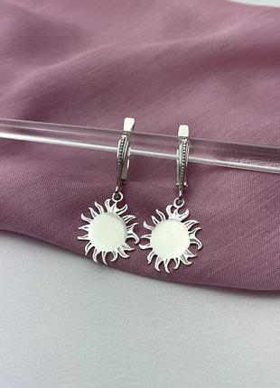 Серьги серебро 925 сережки серебряные солнце 2588