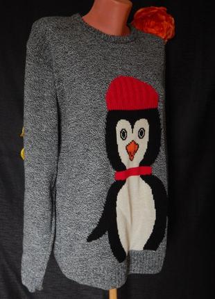 Новогодний рождественский свитер унисекс ,пингвин, от xited (размер xl 14*16)2 фото