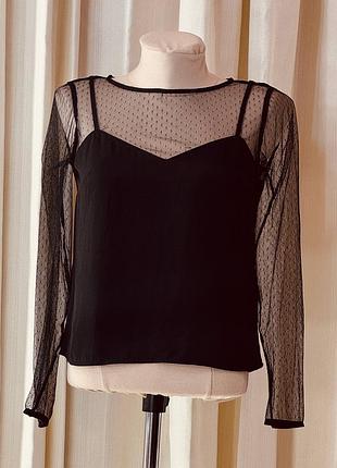 Шикарна жіноча чорна блуза сорочка