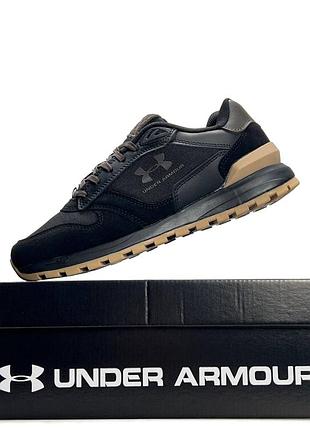 Мужские кроссовки under armour essential runner black brown | андер армор черные с коричневым