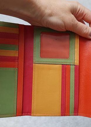 Кожаный многофункциональный разноцветный женский кошелек с защитой rfid protected graffiti (10 см на 16 см)