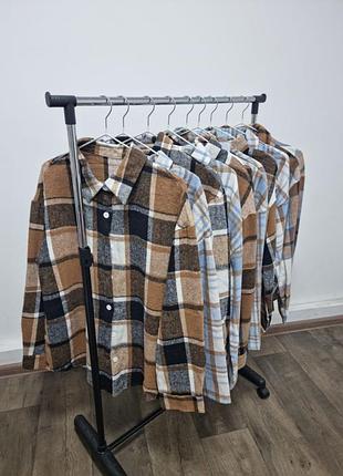 Рубашка в клетку, теплая рубашка, твидовая рубашка, твидовая рубашка, коричневая рубашка