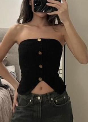 Чорний топ з декором zara