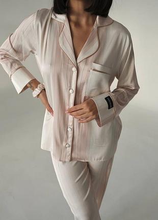 ⭐⭐⭐⭐⭐ 
брендовая сатиновая женская пижама в полоску a1269