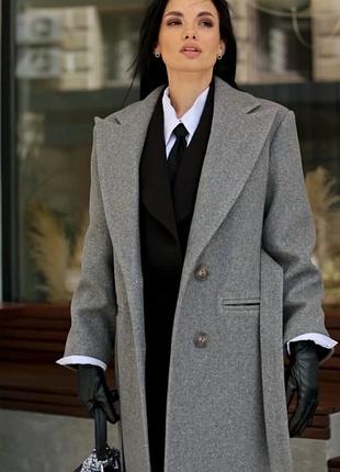 Пальто жіноче довге оверсайз, демісезонне, однотонне, сіре