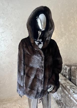Норкова шуба норка з капюшоном