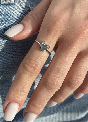 Срібна каблучка котячі вушка 925