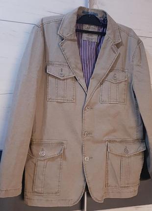 Стильный мужской пиджак c&a (canda) в кэжуал стиле бежевый коттоновый жакет