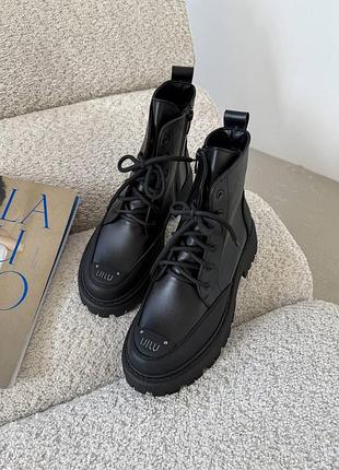 Ботинки женские кожаные зимние черные