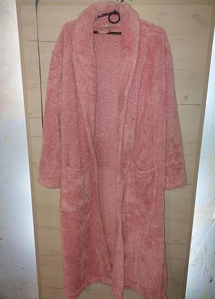 Розовый теплый зимний женский халат