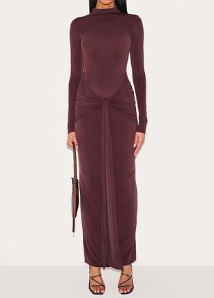 Шоколадна максі сукня