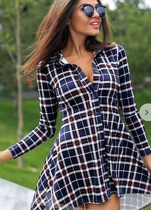 Сукня-сорочка каскад в клітинку
