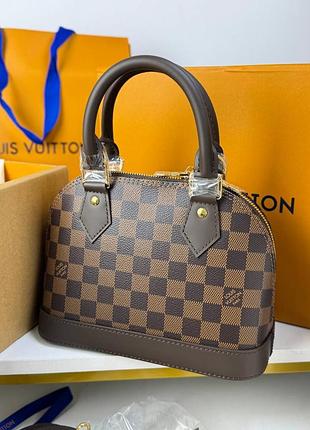 Сумка женская коричневая канва кожа маленькая