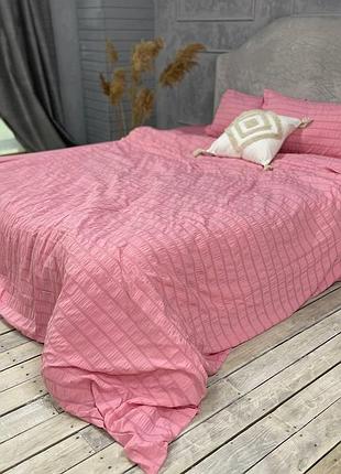 Постільна білизна (єгипетська бавовна) - сатин, розмір: євро, рожева