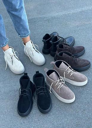 Ботинки женские демисезонные на шнуровке натуральная кожа и замша