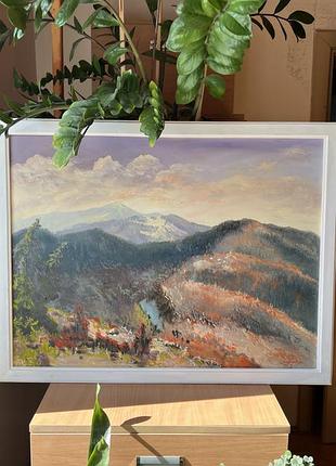 Картина масло холст художник андрусяк пейзаж  "гірське озеро. карпати" гори україна подарунок