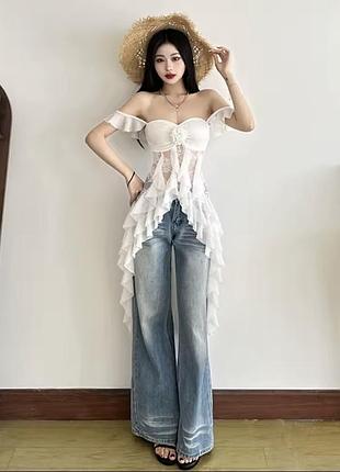 Топ з воланами асиметрія мереживо spicy girl high street