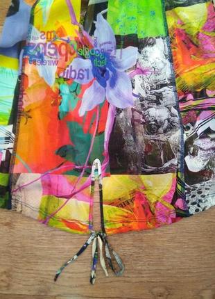 Яркая удлинённая блуза рубашка jane lushka с 3/4 рукавом/туника/сетка