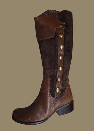 Кожаные сапоги замшевые