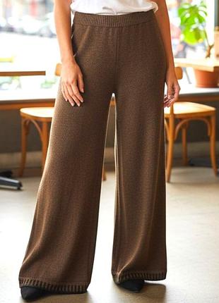 Широкие вязанные зимние штаны брюки трубы
